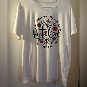 White T-shirt “There Was No Way But God Made A Way” L